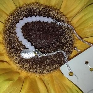 I am small pink Crystal anklet with feather pendant adjustable lobster claw new